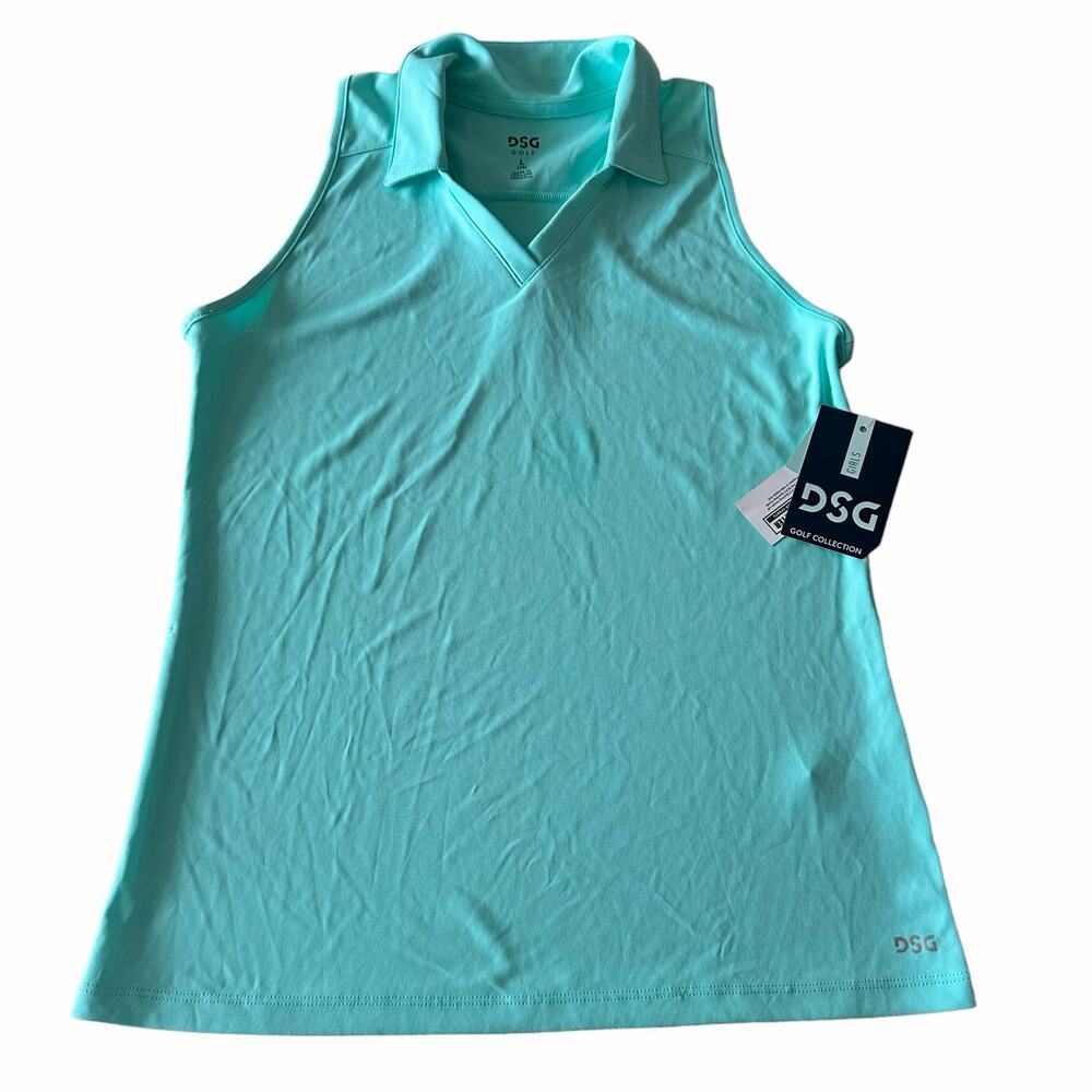 DSG Girls' Sleeveless Golf Polo Capri Sea - Size L
